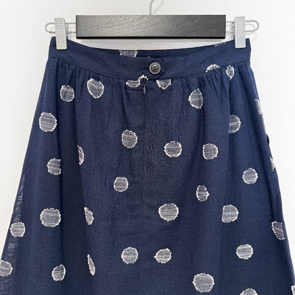 NWT Bridge & Burn Navy Polka Dot Skirt Size Small Linen Cotton Blend - Picture 5 of 13